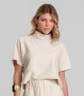 Blusa Feminina Ampla Moletinho Texturizado Dianna Bege