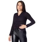 Blusa Feminina Averzzy Canelada com Franzido Preto