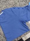 Blusa feminina azul ,manga curta com botões - Fashion