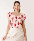 Blusa Feminina Babado Estampa Flores Marisa-61054 Blusa Feminina Babado Estampa Flores Marisa-61054