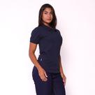 Blusa Feminina Baby Look Lisa Tecido de Piquet Azul Marinho