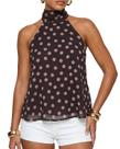 Blusa feminina BAIGRAM sem mangas, malha de bolinhas, marrom