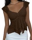 Blusa feminina BAIGRAM Y2K Ruffle Flowy Peplum Babydoll Brown