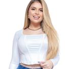 Blusa Feminina Básica Cirre Imitando Corselete Manga Longa Blogueira -
