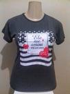 Blusa feminina básica,"ELE ME AMOU PRIMEIRO", cor cinza, tamanho GG