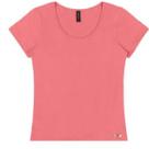 Blusa Feminina Básica Malha Cotton Cereja Rosa