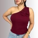 Blusa Feminina Básica Ombro Só Detalhe Flor Mula Manca Moda Primavera Verão