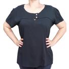 Blusa Feminina Básica Preta Rodher Detalhes Botões