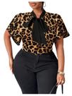 Blusa feminina BEAUDRM Plus Size Work Office amarelo/preta