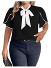 Blusa feminina BEAUDRM Plus Size Work Office preta Blusa feminina BEAUDRM Plus Size Work Office preta