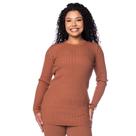 Blusa Feminina Biamar Algodão Alongada Tranças Marrom