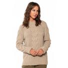 Blusa Feminina Biamar Tricot com Trança Punho Dobrado Bege