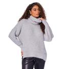 Blusa Feminina Biamar Tricot Gola Removível Cinza Claro