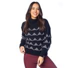 Blusa Feminina Biamar Tricot Triângulos Preto/Cinza