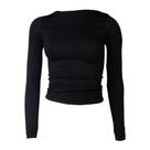 Blusa Feminina Blue Rose Malha Canelada Gola Careca Preto