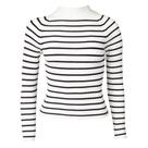 Blusa Feminina Blue Rose Malha Listras Branco/Preto