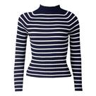 Blusa Feminina Blue Rose Malha Listras Marinho/Branco