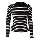 Blusa Feminina Blue Rose Malha Listras Preto/Branco