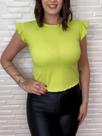 Blusa Feminina Blusinha Canelada Regata Gola Careca Manga Babado Lima