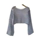 Blusa Feminina Boho De Crochê Com Manga Longa, Top Curto De Verão Para Praia, Saída De Praia,