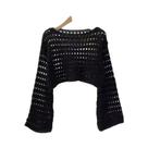Blusa Feminina Boho De Crochê Com Manga Longa, Top Curto De Verão Para Praia, Saída De Praia,