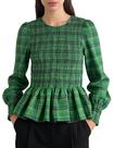 Blusa feminina Bozanly com bainha com babados, xadrez, vintage