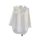 Blusa Feminina Branca De Manga Comprida, Casual, Soltinha, Para Escritório, Com Botões, Para