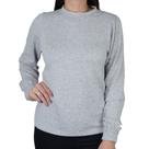 Blusa Feminina Bruna e Bia Tricot ML Cinza Claro - 22075 Blusa Feminina Bruna e Bia Tricot ML Cinza Claro - 22075