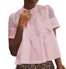 Blusa feminina Burtell, renda, renda, verão, manga curta, rosa