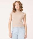 Blusa Feminina Canelada Babado Gola Alta Marisa-11019