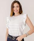 Blusa Feminina Canelada Brilho Lurex Babado Marisa-70045