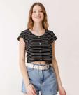 Blusa Feminina Canelada Listrada Botões Marisa-84369