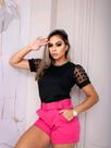 Blusa Feminina Canelada Manga Bufante Princesa