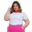 Blusa Feminina Canelada Manga Crochet Frente Crepe com Estampa Plus Size