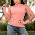 Blusa feminina canelada manga longa tamanho m cor rosa Blusa feminina canelada manga longa tamanho m cor rosa