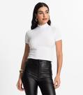 Blusa Feminina Canelada Viscose Manga Curta Select Branco