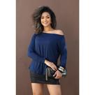 Blusa Feminina Canoa Manga Longa Lisa Diversas Cores Básica Casual Elegante