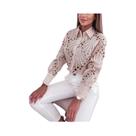 Blusa Feminina Casual De Manga Comprida Com Botões, Gola E Frente Aberta. Blusa Feminina Casual De Manga Comprida Com Botões, Gola E Frente Aberta.