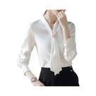 Blusa Feminina Casual de Manga Comprida - Gola Gravata Borboleta - Primavera/Outono