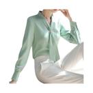 Blusa Feminina Casual de Manga Comprida - Gola Gravata Borboleta - Primavera/Outono