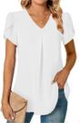 Blusa Feminina Casual de Verão - Decote V, Renda e Estampa Floral Botânica