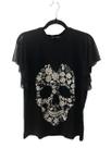 Blusa Feminina Caveira Floral com Mangas de Tule - Estilo Alternativo