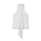 Blusa Feminina Chique Sem Mangas Com Laço E Poás Em Chiffon, Top Casual Halter LS9263