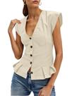 Blusa feminina Cicy Bell com decote em V profundo, manga curta Blusa feminina Cicy Bell com decote em V profundo, manga curta