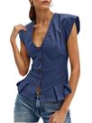 Blusa feminina Cicy Bell com decote em V profundo, manga curta Blusa feminina Cicy Bell com decote em V profundo, manga curta