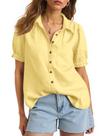 Blusa feminina Cicy Bell, manga curta, manga curta, amarela