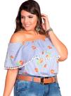 Blusa Feminina Ciganinha Plus Size Estampa Floral