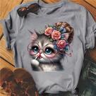 Blusa Feminina Coloridas Blusinhas Algodão Modinha gatinha batom Blusa Feminina Coloridas Blusinhas Algodão Modinha gatinha batom
