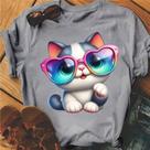 Blusa Feminina Coloridas Blusinhas Algodão Modinha gatinho óculo Blusa Feminina Coloridas Blusinhas Algodão Modinha gatinho óculo