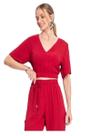 Blusa Feminina Com Decote V Tecido Air Flow Textura Leve